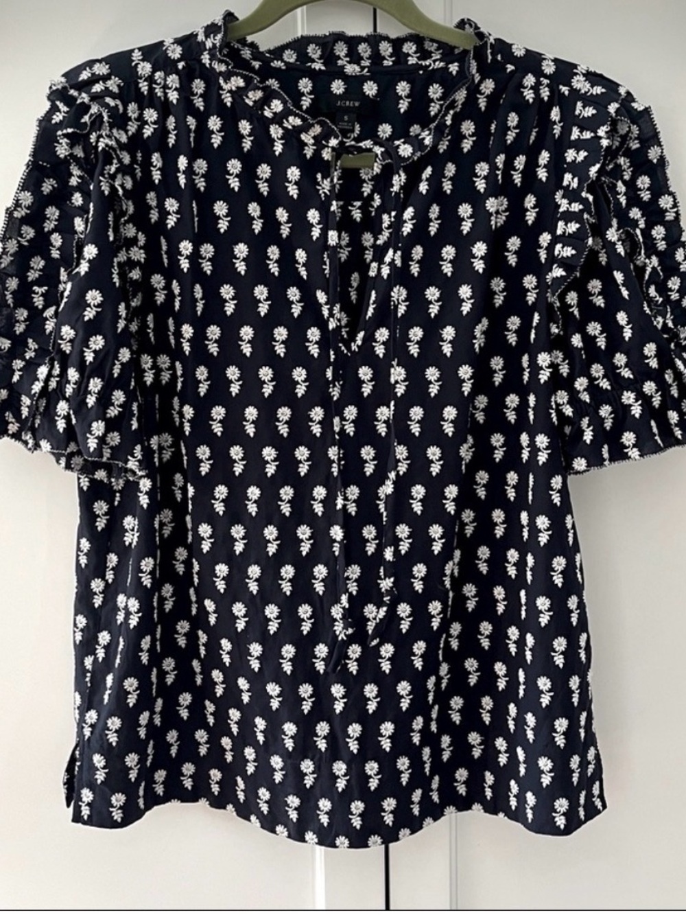 J. Crew Ruffle-Sleeve Cotton Top size xl